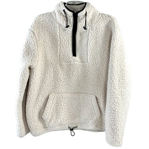 Love Tree Sherpa Fleece Pullover Beige Stone Quarter Zip EUC Size M - Picture 1 of 7